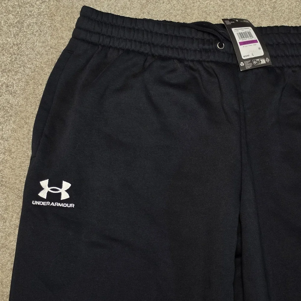 Under Armour Mens Icon Fleece Joggers Black Sweatpants 2XL NWT Lounge Casual